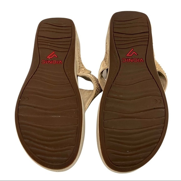 Vionic Naples Cream Suede Crystal Thong Comfort Sandals - Picture 11 of 12